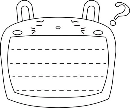Cute white Rabbit noteboard outline Stock Illustration