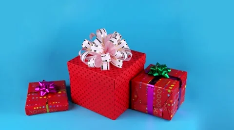 Cute white rabbit opens red gift box, Christmas time, ready for chroma key 動画素材 67449025