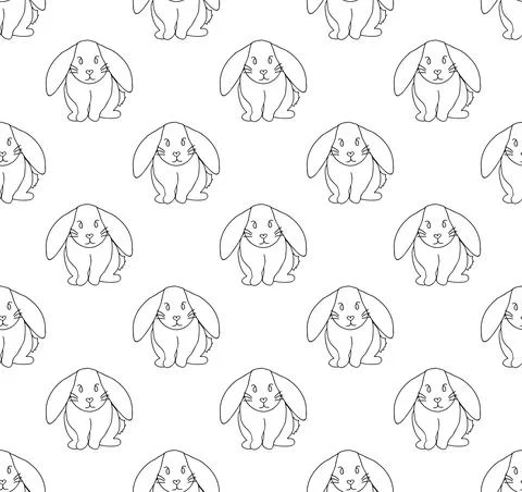 Cute White Rabbit Seamless Background. Stock Illustration