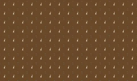 Cute white rabbit sitting on brown dotted background Stock Illustration