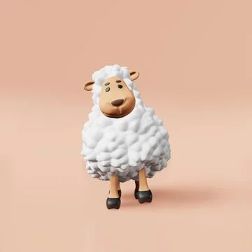 Cute white sheep 3d rendering for printing bedclothes, bedsheets, pyjamas, ba Stock Illustration