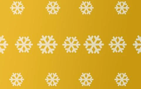 Cute White Snowflakes Border Frame On Modern Yellow Background. Stock Illustration