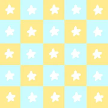 Cute white star shape plaid checkered pattern, pastel color background. Stock Illustration