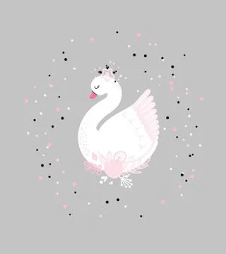 Cute white Swan Stock Illustration