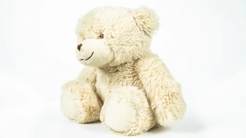 Cute white teddy bear rotating on white background. 库存影片 127247321