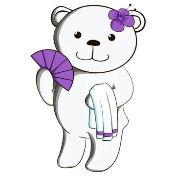 Cute white teddy bear in spa salon. 스톡 일러스트