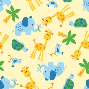 Cute wild animals seamless pattern Stockillustratie