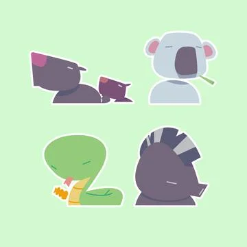 Cute wild animals set including capybaras, koalas, snakes and wild boars. S.. Stock Illustration
