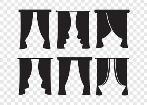 Cute window curtain interior illustration icons. Cute window Stock Illustration