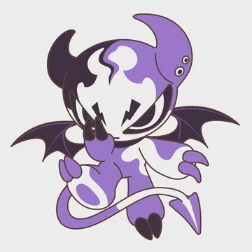 Cute winged demon. Funny chibi character for Halloween. Cartoon character d.. Stock Illustration