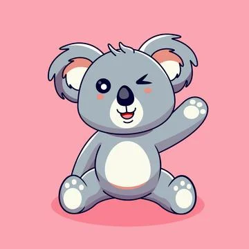 Cute Winking Koala Waving Hello Vector Illustration Cartoon Kawaii Stock Illustration