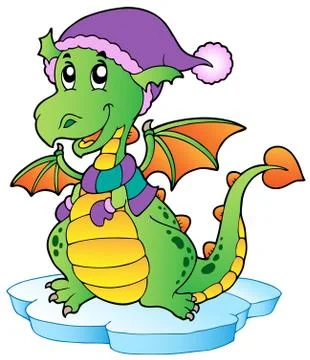 Cute winter dragon Illustrazione stock