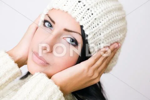 Cute winter fashion girl. Stock Photos