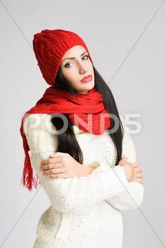 Cute winter fashion girl. Stock Photos