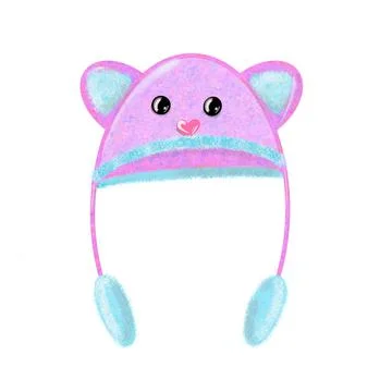 Cute winter hat isolated on white bakcground Stock Illustration