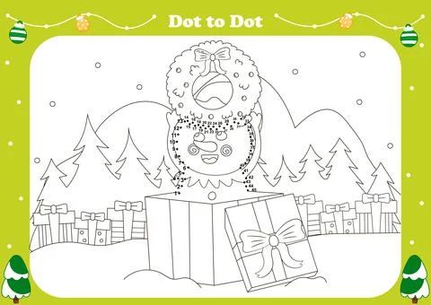 Cute winter holidays themed dot to dot game for kids with snowman character.. Stock Illustration