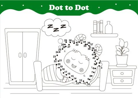 Cute winter holidays themed dot to dot game for kids with Yeti character Stock Illustration