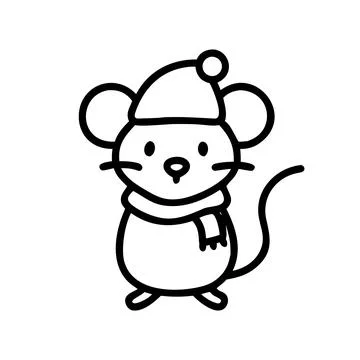 Cute Winter Mouse in Hat and Scarf Illustration Stock Illustration