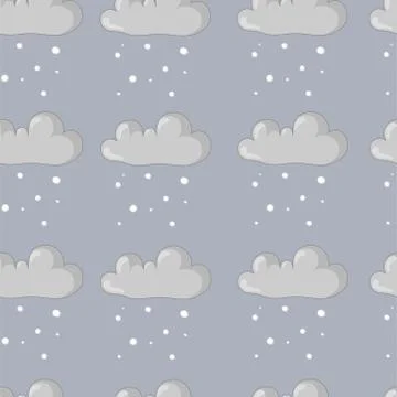 Cute winter snow cloud seamless pattern template. Cartoon vector illustration Stock Illustration