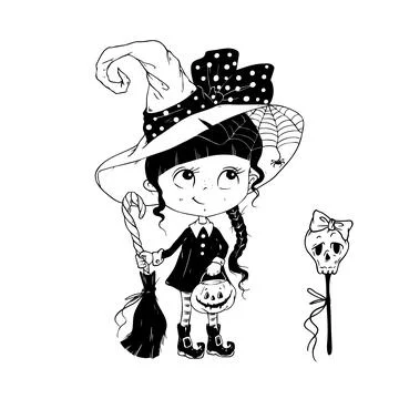 Cute witch for Halloween. Vector illustration. Illustrazione stock