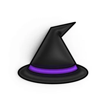 Cute witch hat halloween 3d illustration Stock Illustration