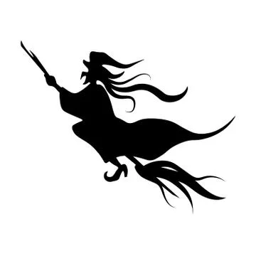 Cute Witch Riding A Broom Stock Illustration