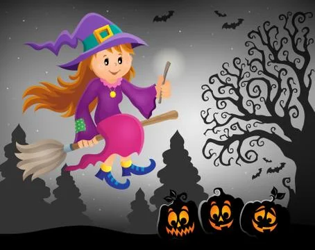 Cute witch theme image Stock Illustration
