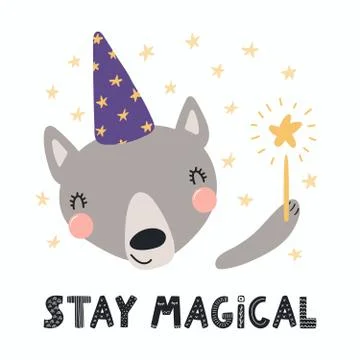 Cute wizard wolf Stock Illustration