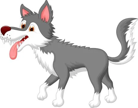 Cute wolf cartoon Stock Illustration