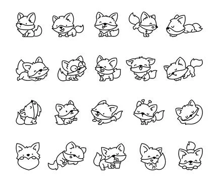Cute wolf character. Coloring Page. Stock Illustration