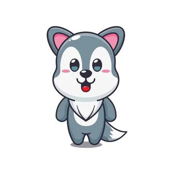 Cute wolf mascot cartoon vector illustration Stock Illustration