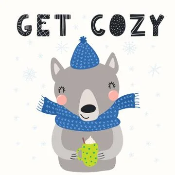 Cute wolf in winter Stock Illustration