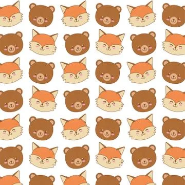 Cute woodland animals characters pattern 스톡 일러스트