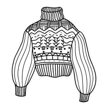 Cute wool sweater with Christmas patterns Illustrazione stock