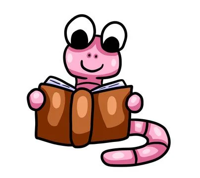 Cute Worm Reading a Book Stock Illustration
