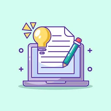 Cute writing idea with laptop Stock Illustration