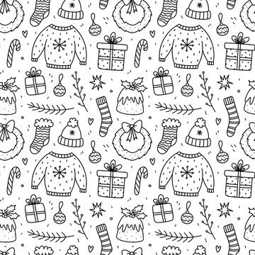 Cute xmas seamless pattern Stock Illustration