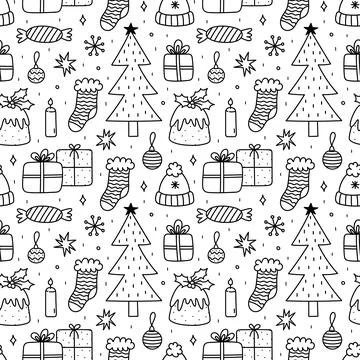 Cute xmas seamless pattern Stock Illustration