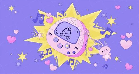 Cute Y2K virtual pet device lofi illustration Stock Illustration