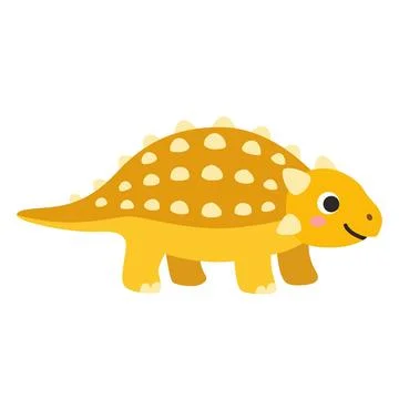 Cute Yellow Ankylosaurus Dinosaur Vector Illustration Stock Illustration