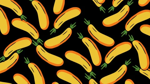 Cute Yellow Banana Seamless Pattern Background Cartoon Banana Illustration, Stock Footage 347766678