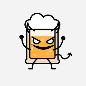 Cute Yellow Beer Mascot Vector Character in Flat Design Style Stock Illustration