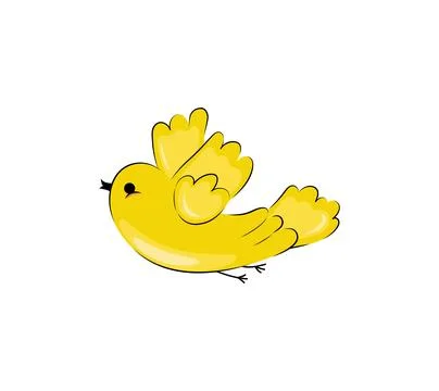 Cute yellow bird on white background. Nice bird cartoon style. Small yellow.. Stock Illustration