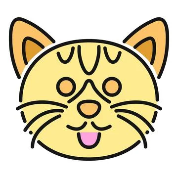 Cute yellow cat head smiling with tongue out Stock Illustration