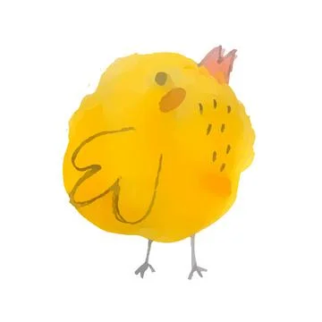 Cute yellow chicken on a white background. Stock Illustration