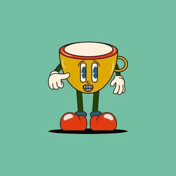 Cute Yellow Cup Character Illustrazione stock