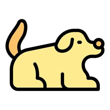 Cute yellow dog lying down wagging tail cartoon Ilustração Stock