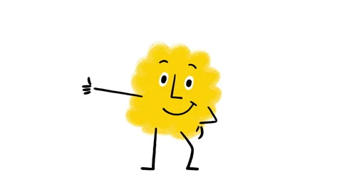 Cute Yellow Doodle Character ThumbsUp 4K Horizontal Animated Video Loop Video stock 325085836