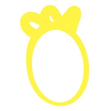 Cute yellow doodle frame with crown top hand drawn oval shape border for kids Stock Illustration