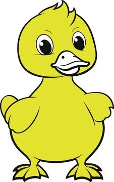 Cute Yellow Duck Cartoon Stock Illustration